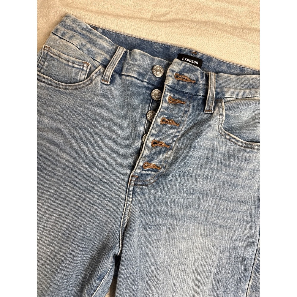 Express Straight Ankle High Rise Jeans Non-Distressed Light Wash Denim 6R